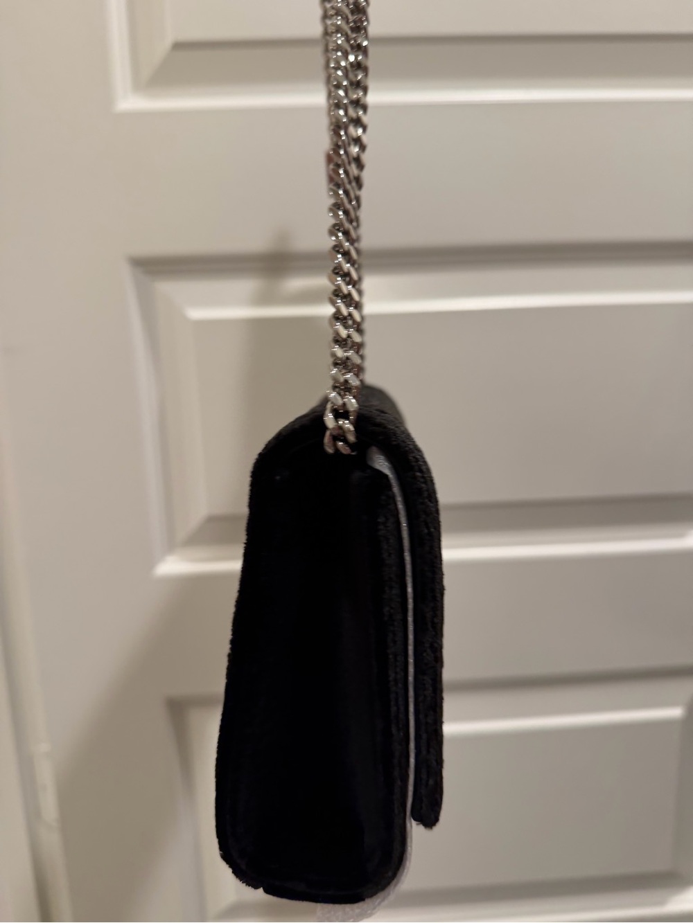 New! Saint Laurent Black Velvet
Crossbody Bag with Crystal Accents - Picture 7 of 15